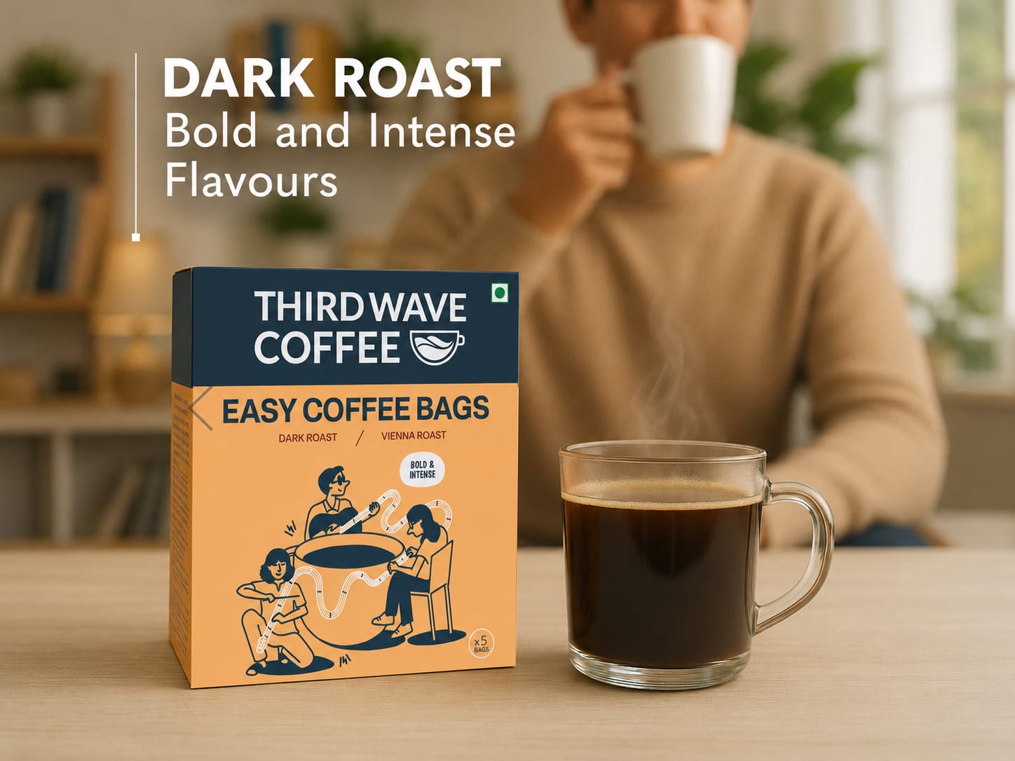 Third Wave Coffee Vienna Roast Easy Coffee Bags – Box of 5